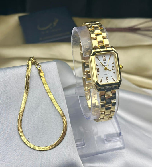 Timas Iconic Watch-Golden With Elegant Bracelet