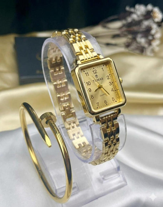 TIMAS Iconic Watch-Golden With Nail Car-tier