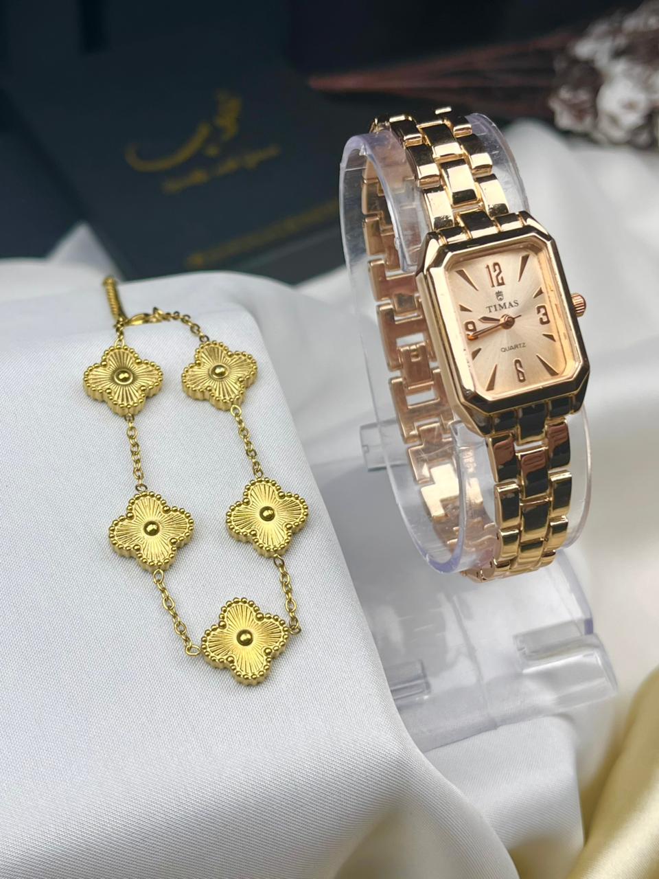 TIMAS Iconic Watch With Golden Clover