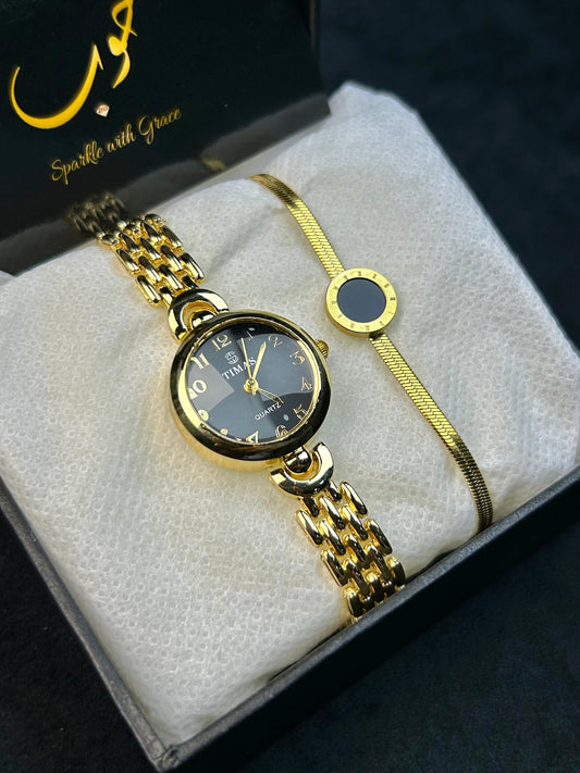 TIMAS Quartz Watch with Elegant Bracelet - Golden