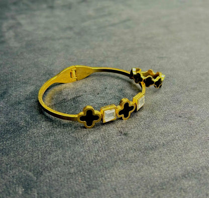 Trendy Black Clover Crystal Armlet and Ring