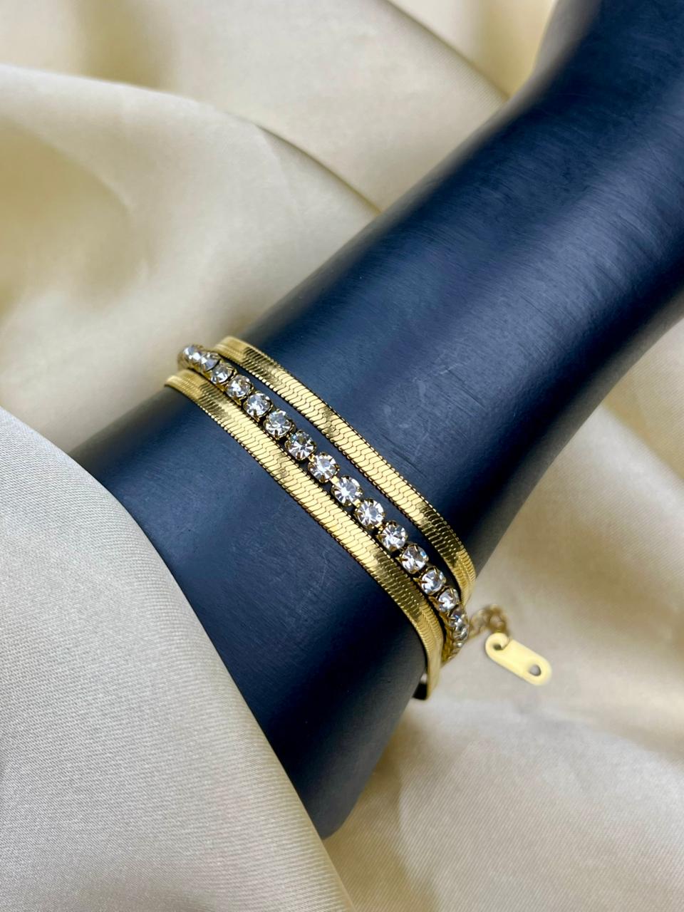 Triple Layer Crystal Strip Bracelet