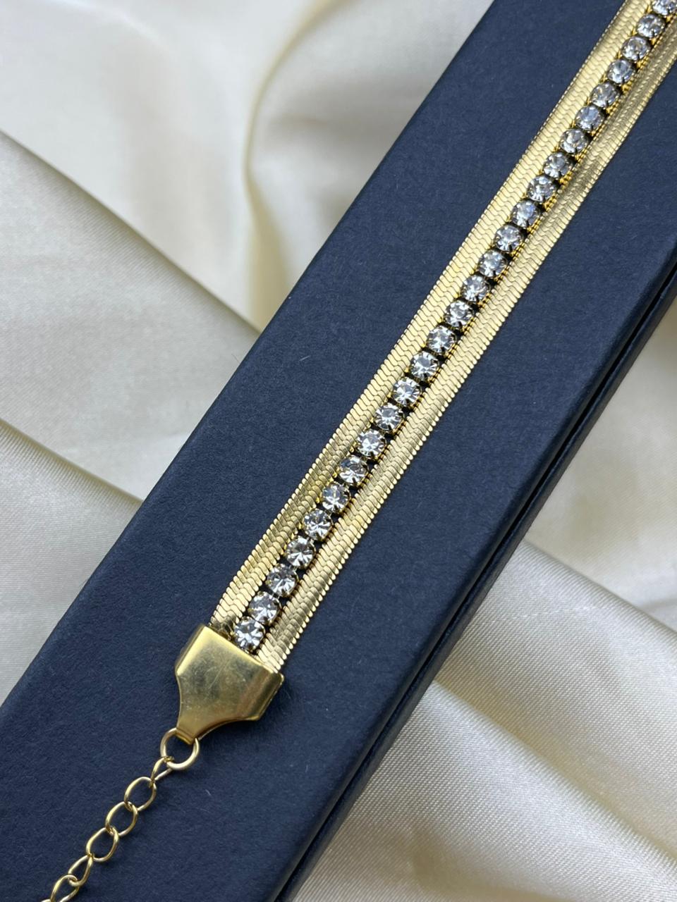 Triple Layer Crystal Strip Bracelet