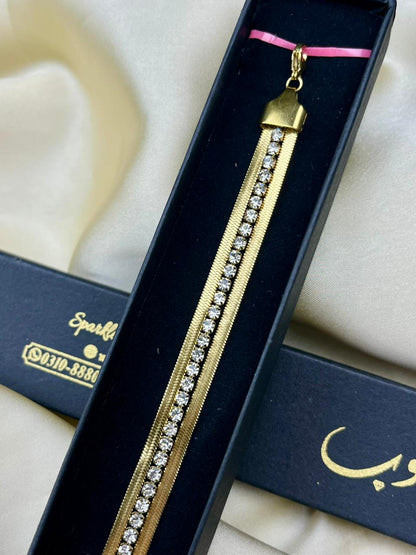 Triple Layer Crystal Strip Bracelet