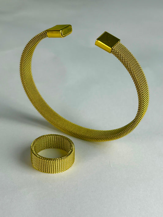 Tuxedo Handcuff and Ring Set