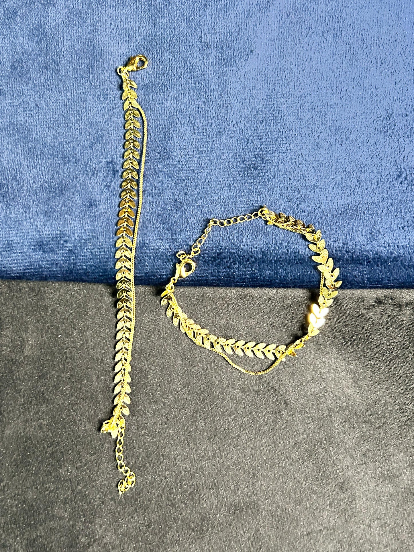 Leaflet Charm Anklet- Pair
