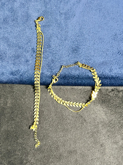 Leaflet Charm Anklet- Pair