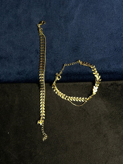 Leaflet Charm Anklet- Pair