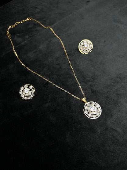 Golden Crystal Zircon Jewelry Set