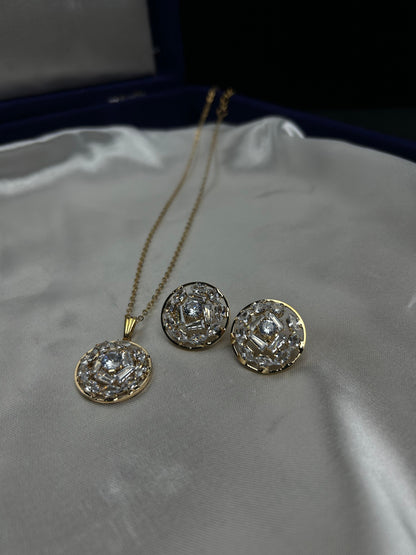 Golden Crystal Zircon Jewelry Set
