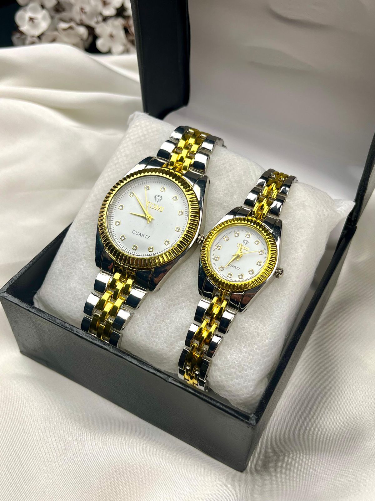 Dual Tone Tomi Quartz Couple Watch