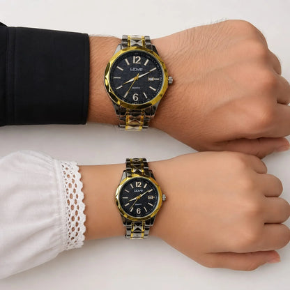 Classic WAVE Black and Golden Couple Watch